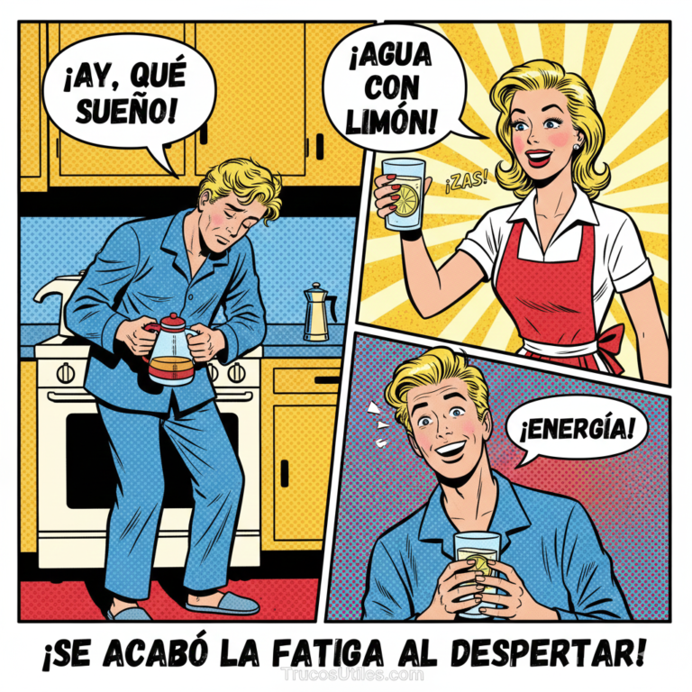 Una pareja desayuna . Un hombre cansado y su mujer con energia. Truscos par acabar con la fatiga matutina. trucosutiles.com