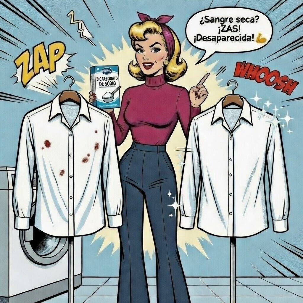 Mina quita las manchas de sangre seca en la ropa